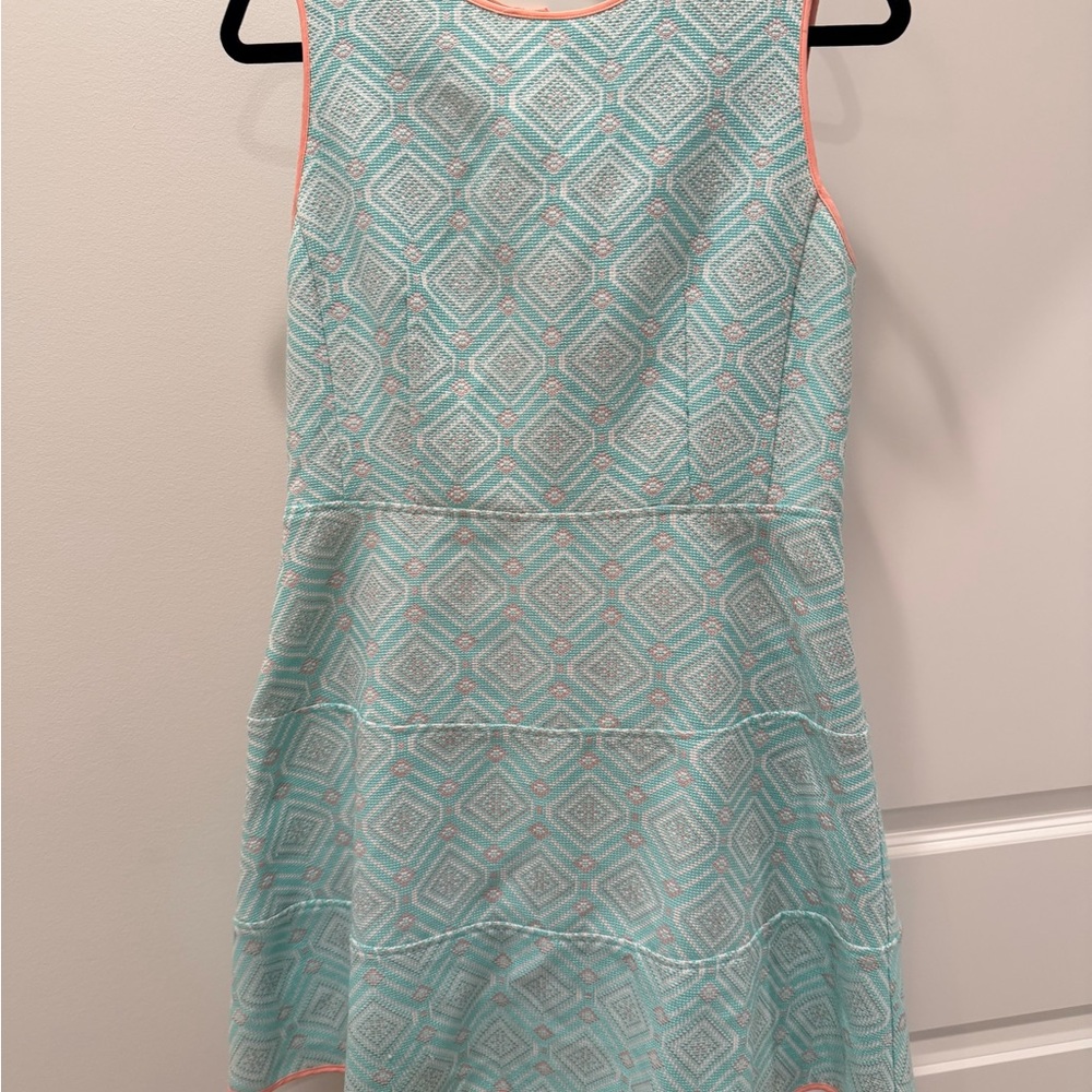 Sail to Sable Aqua and Coral Geometric Dress